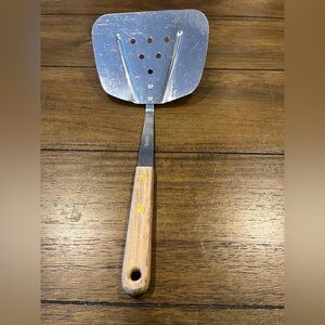 Vintage Stainless Steel Wide Spatula with Wooden Handle
